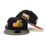 Black Corduroy Montreal Expos Olive Green Visor Orange Bottom Olympic Stadium Side patch New Era 59Fifty Fitted