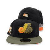 Black Corduroy Montreal Expos Olive Green Visor Orange Bottom Olympic Stadium Side patch New Era 59Fifty Fitted