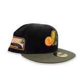 Black Corduroy Montreal Expos Olive Green Visor Orange Bottom Olympic Stadium Side patch New Era 59Fifty Fitted
