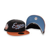 Black Corduroy Montreal Expos Rust Visor Icy Blue Bottom 25th Anniversary Side Patch New Era 59Fifty Fitted