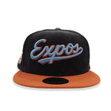Black Corduroy Montreal Expos Rust Visor Icy Blue Bottom 25th Anniversary Side Patch New Era 59Fifty Fitted