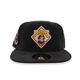 Black Corduroy Pittsburgh Pirates Yellow Bottom Three Rivers Stadium Side Patch New Era 59Fifty Fitted