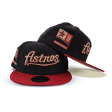 Black Corduroy Script Houston Astros Brick Red Visor Camel Bottom 2000 Inaugural Season Side Patch New Era 59Fifty Fitted