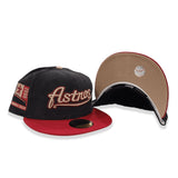 Black Corduroy Script Houston Astros Brick Red Visor Camel Bottom 2000 Inaugural Season Side Patch New Era 59Fifty Fitted
