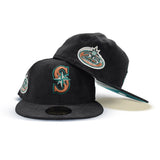 Black Corduroy Seattle Mariners Aqua Bottom 25th Anniversary Side Patch New Era 59Fifty Fitted