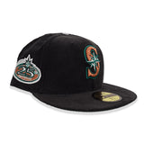 Black Corduroy Seattle Mariners Aqua Bottom 25th Anniversary Side Patch New Era 59Fifty Fitted