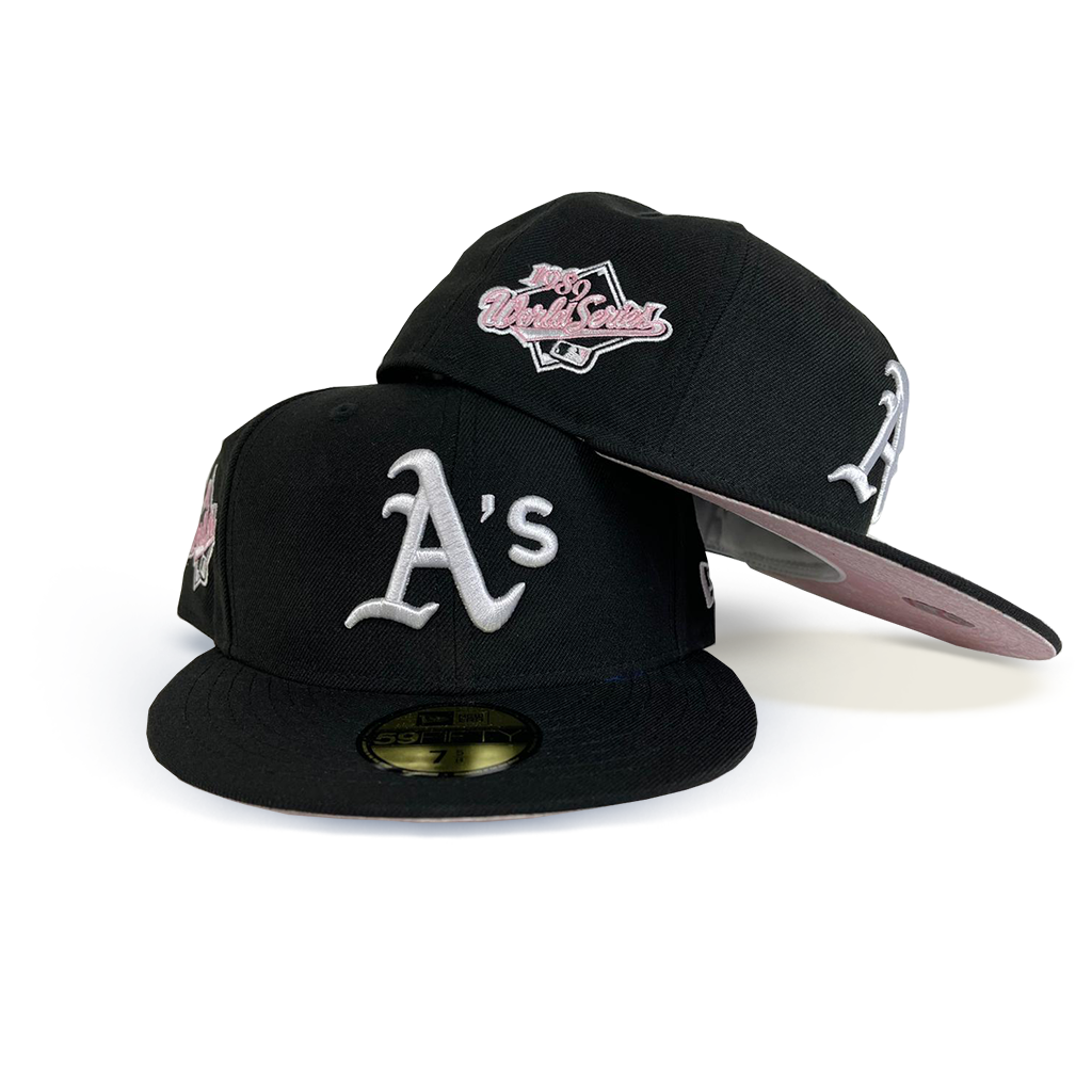 Product - Black Oakland Athletics Pink Paisley Bottom 1989 World Series Side Patch New Era 59Fifty Fitted