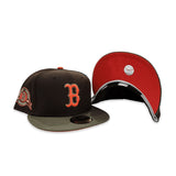 Brown Boston Red Sox Olive Green Visor Lime Orange Bottom 2013 World Series Champions Side Patch 59Fifty Fitted