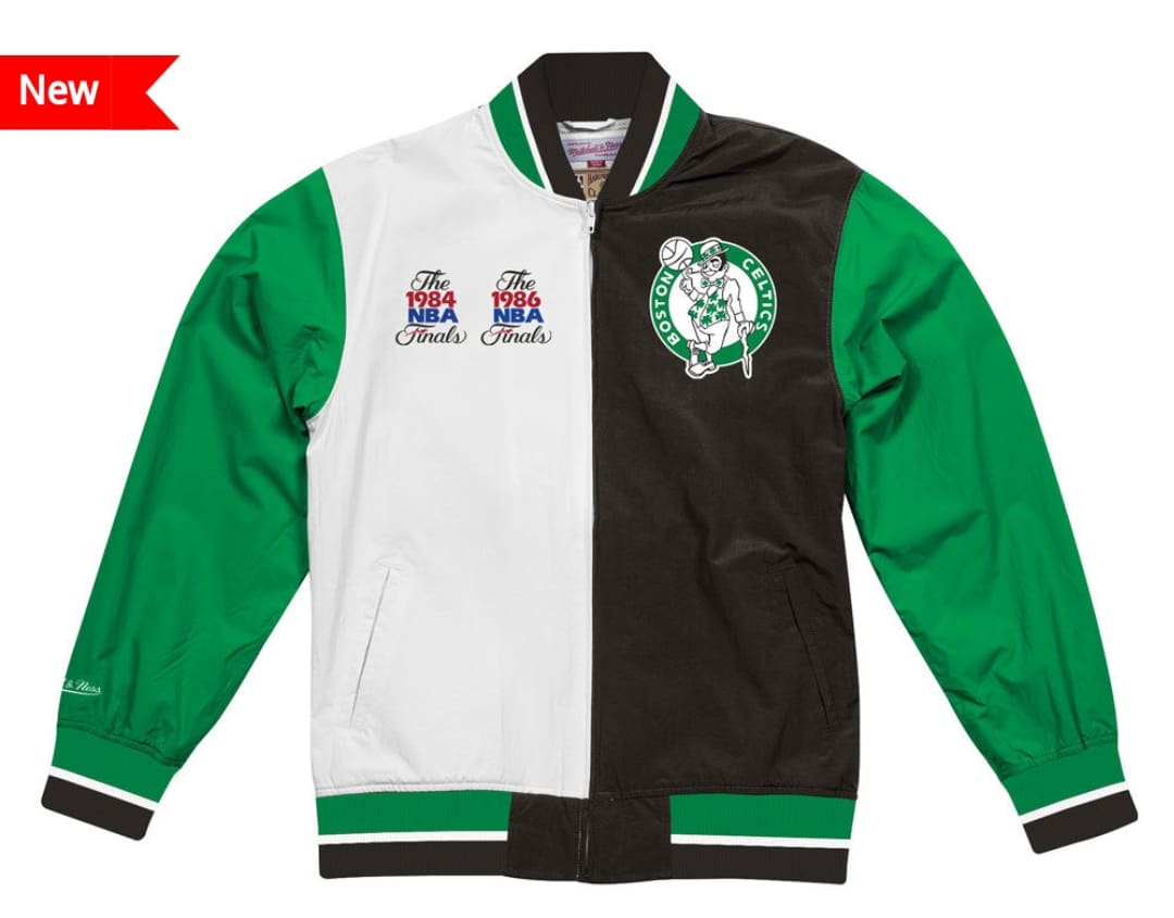 Men's Mitchell & Ness Black Boston Celtics Exploded Logo Warm-Up Full-Zip  Jacket