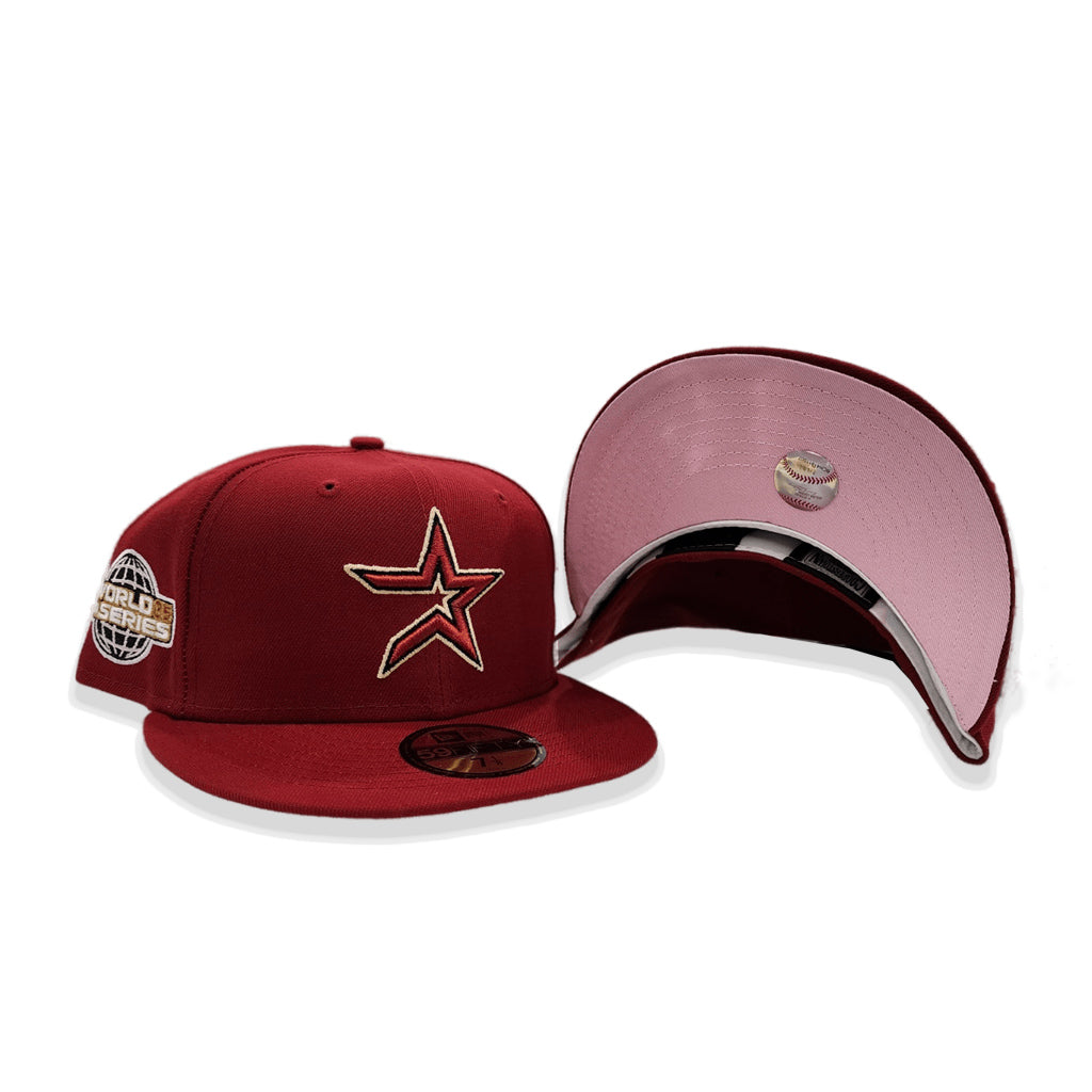 HOUSTON ASTRO 2005 WORLD SERIES BRICK RED PINK BRIM NEW ERA FITTED