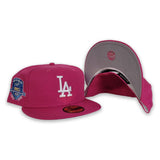 Bright Pink Los Angeles Dodgers Gray Bottom 50th Anniversary Side Patch New Era 59Fifty Fitted