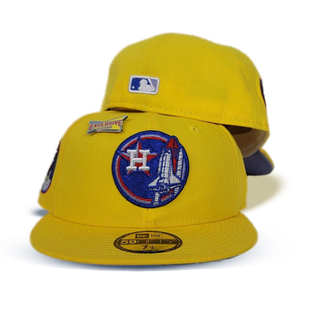 Bright Yellow Houston Astros Lavender Bottom Apollo 11 Side Patch "Sonic Collection" New Era 59Fifty Fitted