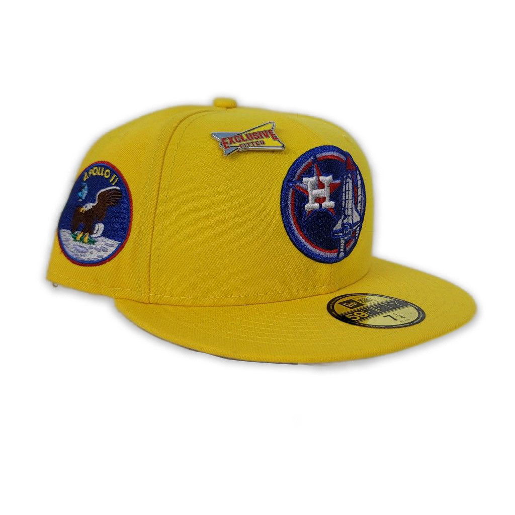Bright Yellow Houston Astros Lavender Bottom Apollo 11 Side Patch "Sonic Collection" New Era 59Fifty Fitted