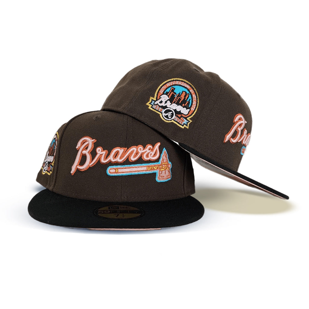 Brown New Era 59fifty Atlanta Braves Fitted 7 1/4 Hat , Flaw