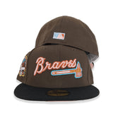 Brown Atlanta Braves Black Visor Peach Bottom 40th Anniversary side Patch New Era 59Fifty Fitted