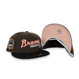 Brown Atlanta Braves Black Visor Peach Bottom 40th Anniversary side Patch New Era 59Fifty Fitted