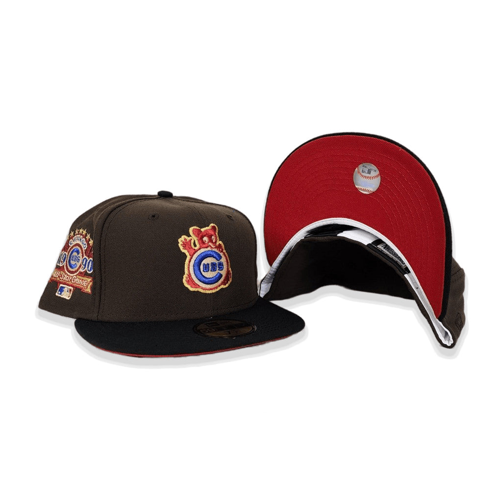 Brown Chicago Cubs Red Bottom 1990 All Star Game Side Patch New Era 59Fifty Fitted