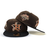 Brown Houston Astros Black Visor Peach Bottom 2022 World Series Champions Side Patch New Era 59Fifty Fitted