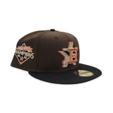Brown Houston Astros Black Visor Peach Bottom 2022 World Series Champions Side Patch New Era 59Fifty Fitted