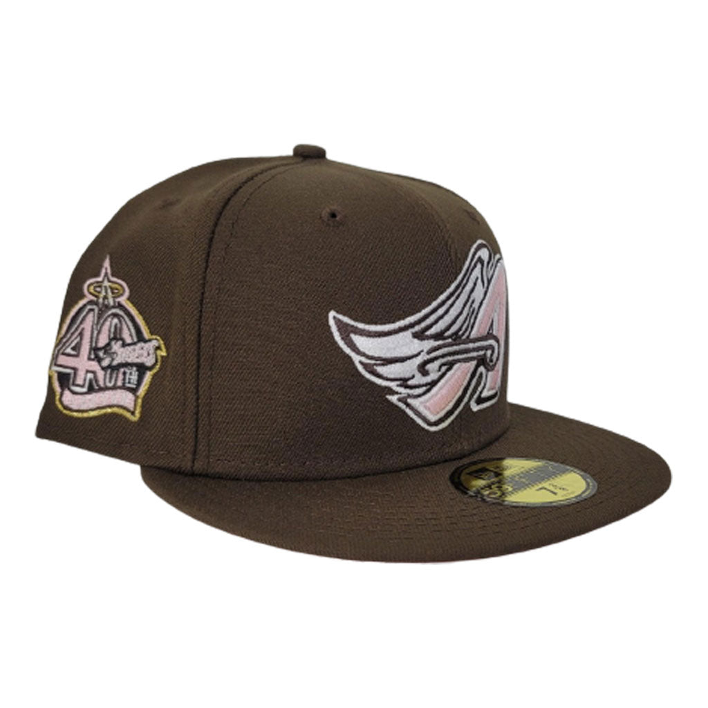 Brown Los Angeles Angels Pink Bottom 40th Season Side Patch New Era 59Fifty  Fitted