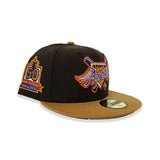 Brown Los Angeles Angels Tan Visor Blue Bottom 50th Anniversary Side Patch New Era 59Fifty Fitted