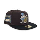 Brown Madison Hatters Black Visor Peach Bottom Hometown Collection side Patch New Era 59Fifty Fitted