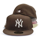 Brown New York Yankees Pink Bottom 1999 World Series Side Patch New Era 59Fifty Fitted