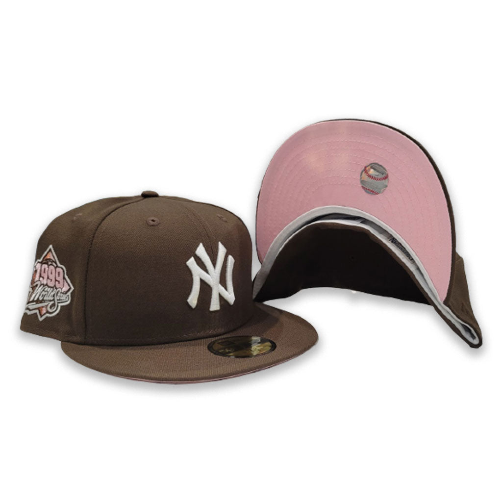 Brown New York Yankees Pink Bottom 1999 World Series Side Patch New Era  59Fifty Fitted