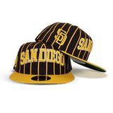 Brown San Deigo Padres Pinstripe Green Bottom New Era 9Fifty Snapback