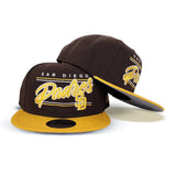 Brown San Deigo Padres Team Scrip Gray Bottom New Era 9Fifty Snapback