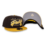 Brown San Deigo Padres Team Scrip Gray Bottom New Era 9Fifty Snapback