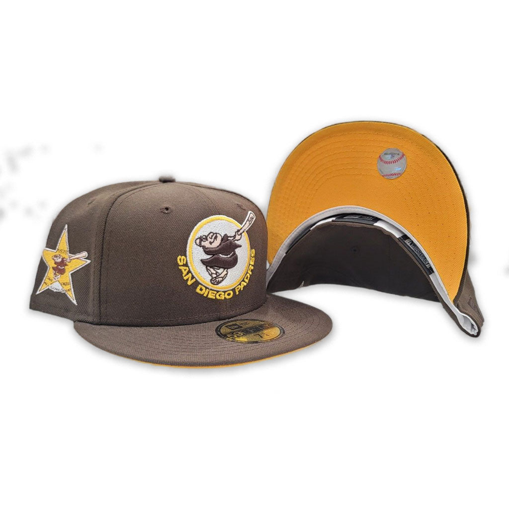 Brown San Diego Padres Yellow Bottom 1978 All Star Game Side Patch New Era 59FIFTY Fitted 71/8