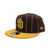 Brown San Diego Padres Yellow Visor Gray Bottom Pinstripe New Era 9Fifty Snapback