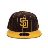 Brown San Diego Padres Yellow Visor Gray Bottom Pinstripe New Era 9Fifty Snapback