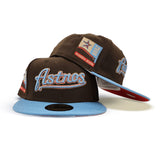 Brown Scrip Houston Astros Sky Blue Visor Red Bottom 2000 Inaugural Season Side Patch New Era 59Fifty Fitted