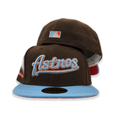 Brown Scrip Houston Astros Sky Blue Visor Red Bottom 2000 Inaugural Season Side Patch New Era 59Fifty Fitted