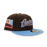 Brown Scrip Houston Astros Sky Blue Visor Red Bottom 2000 Inaugural Season Side Patch New Era 59Fifty Fitted