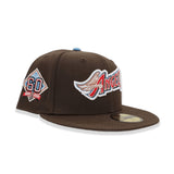 Brown Scrip Los Angeles Angels Icy Blue Bottom 60th Anniversary Side Patch New Era 59Fifty Fitted
