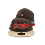 Brown Script Houston Astros Vegas Gold Visor Red Bottom Celebrating 45 Years Side Patch New Era 59Fifty Fitted