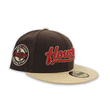 Brown Script Houston Astros Vegas Gold Visor Red Bottom Celebrating 45 Years Side Patch New Era 59Fifty Fitted
