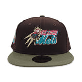 Brown St. Lucie Mets Olive Green Visor Peach Bottom Florida State League Side Patch New Era 59Fifty Fitted