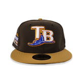 Brown Tampa Bay Rays Tan Visor Blue Bottom Tropicana Field Side Patch New Era 59Fifty Fitted