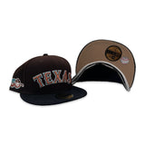 Brown Texas Rangers Black Corduroy Visor Camel Bottom 50th Anniversary Side Patch New Era 59Fifty Fitted