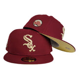 Burgundy Chicago White Sox Soft Yellow Bottom 5oth Anniversary Side patch New Era 59Fifty Fitted