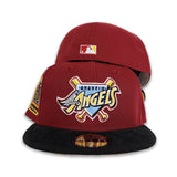Burgundy Los Angeles Angels Black Corduroy Visor Yellow Bottom 50th Anniversary Side Patch New Era 59Fifty Fitted