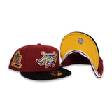 Burgundy Los Angeles Angels Black Corduroy Visor Yellow Bottom 50th Anniversary Side Patch New Era 59Fifty Fitted