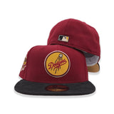 Burgundy Los Angeles Dodgers Black Corduroy Visor Tan Bottom 40th Anniversary Side Patch New Era 59Fifty Fitted