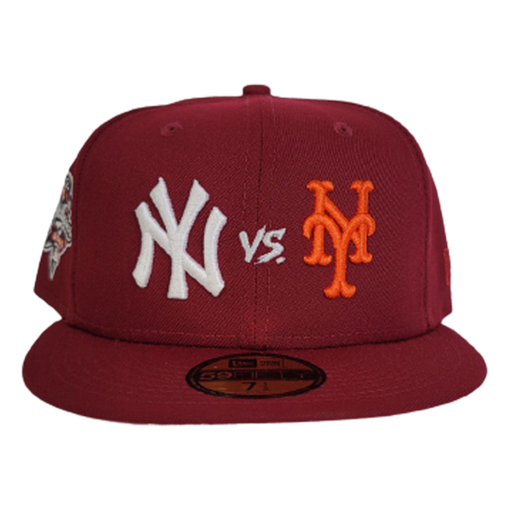 Burgundy New York Yankees vs New York Mets 2000 World Series Pink Bottom New Era 59Fifty Fitted