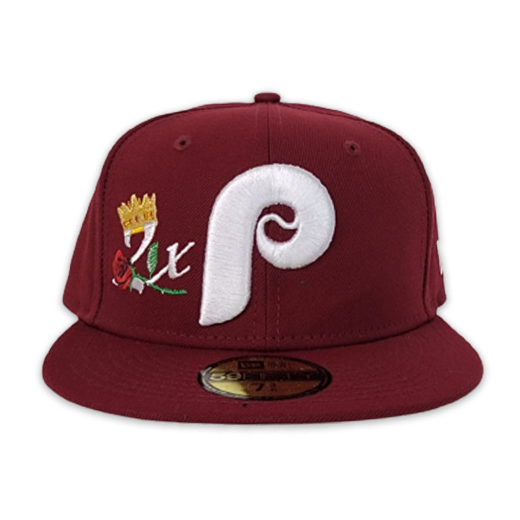Philadelphia Phillies New Era 2x World Series Champions Crown 59FIFTY Fitted  Hat - Burgundy