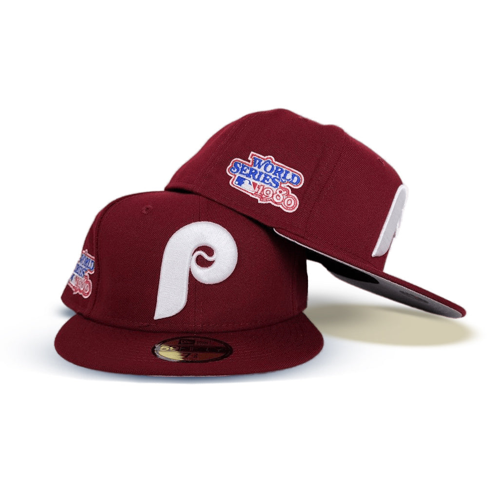 Philadelphia Phillies New Era Retro 59FIFTY Fitted Hat - Stone/Burgundy